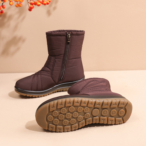 Cross-border snow boots for women, velvet, thickened, waterproof, non-slip, warm, non-slip, middle-aged elderly cotton shoes, mother's boots