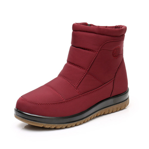 Winter thickened and velvet warm and waterproof mid-calf snow boots for women, anti-slip flat soles, middle-aged and elderly short boots, mother's cotton shoes