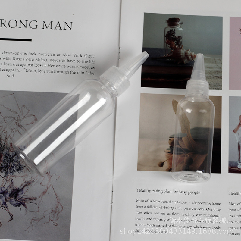 30ml botella de boca puntiaguda 100mlpet transparente squeeze señaló cubierta de la boca botella de plástico apretón arena pintura botella de color mezcla de tinte botella