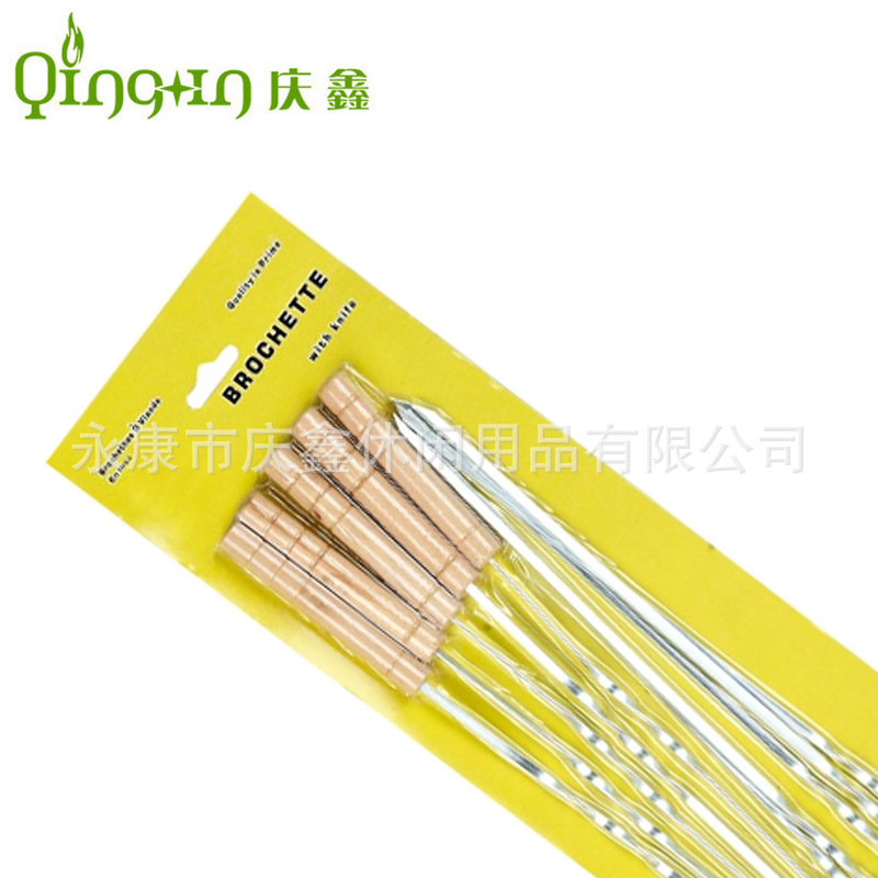 FUENTE fabricante 10 mango de madera política de tarjeta de succión barbacoa pinchos herramientas anti-escaldado mango de madera aguja de barbacoa