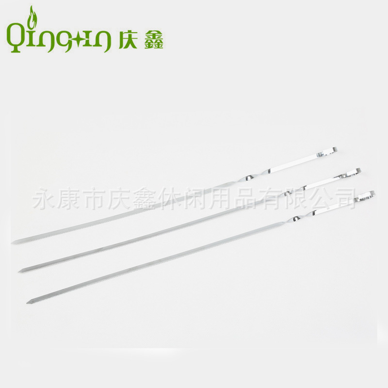 Fuente fabricante 48cm seis agujas planas barbacoa carne pinchos palos planos herramientas de barbacoa agujas planas