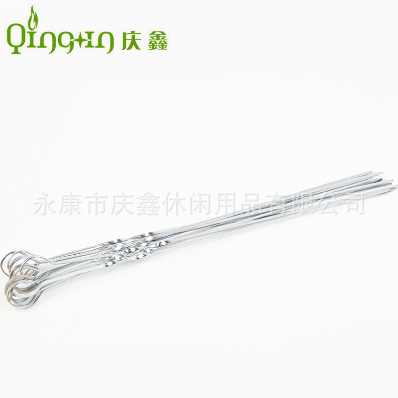 Fuente fabricante 58cm seis agujas planas barbacoa agujas al aire libre hogar al aire libre barbacoa herramientas barbacoa cadena agujas