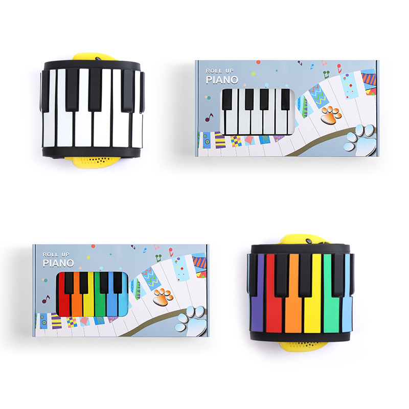 Hifing49 clave arco iris portátil mano rollo de piano niños adultos principiante entrada inteligente órgano electrónico juguete