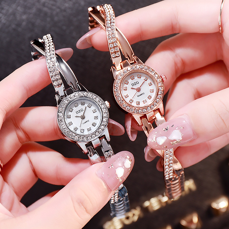 2023 new women's watch diamond small dial spiral crown quartz watch casual simple temperament wristwatch
