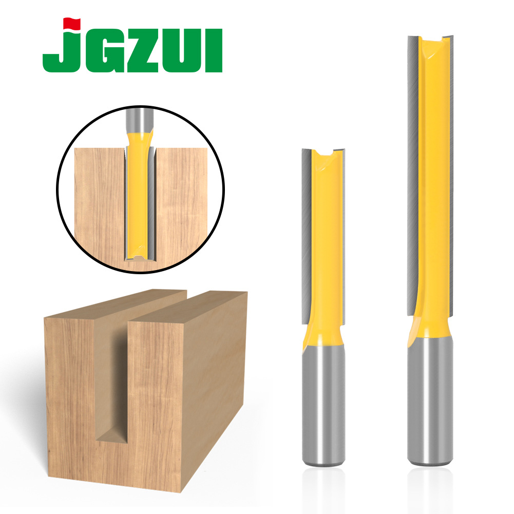 木工铣刀加长直刀合金刀头木工开槽刀具雕刻机直齿双刃英制1/2