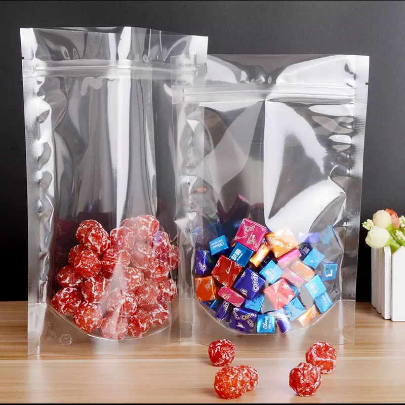 现货休闲食品包装袋自立自封袋零食袋坚果密封袋 透明蜜饯糖果袋