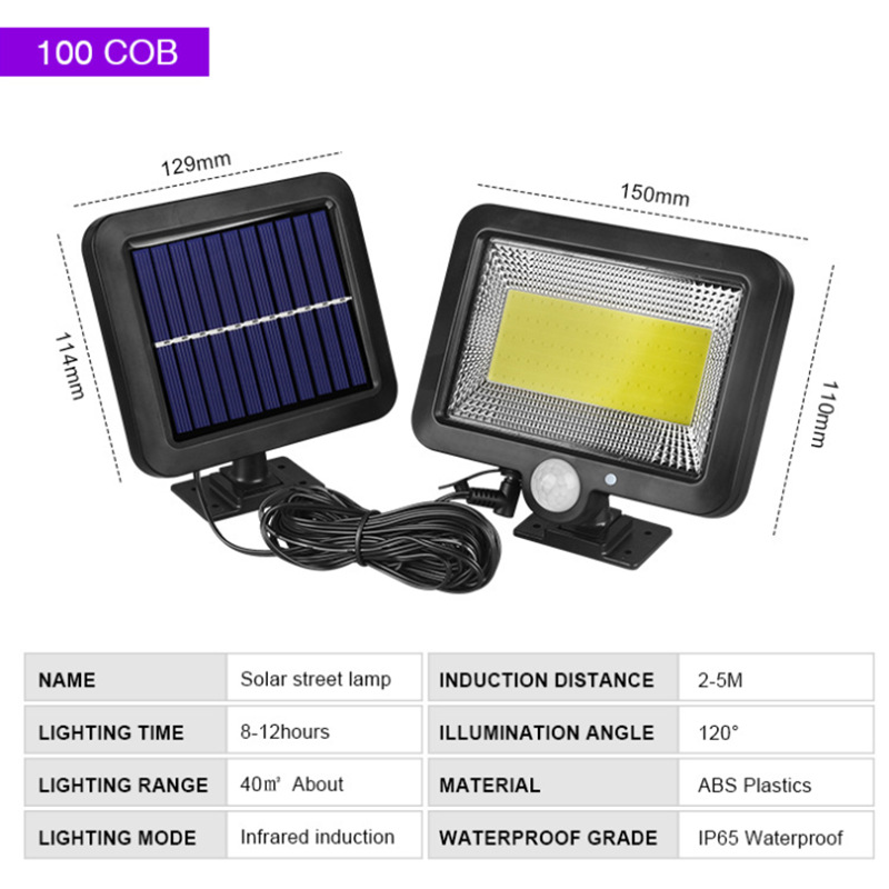 56led lámpara de pared de inducción impermeable solar dividida 100COB separación Cuerpo Humano inducción lámpara de jardín lámpara de garaje