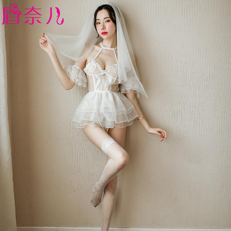 Sexy lingerie princess skirt Crown Bride with veil clothes small chest pajamas suit a generation of hair