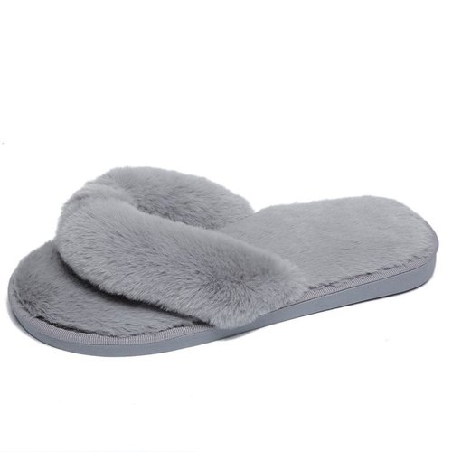 Foreign trade large size plush flip-flops autumn and winter home cotton slippers women's soft bottom indoor wood floor furry slippers