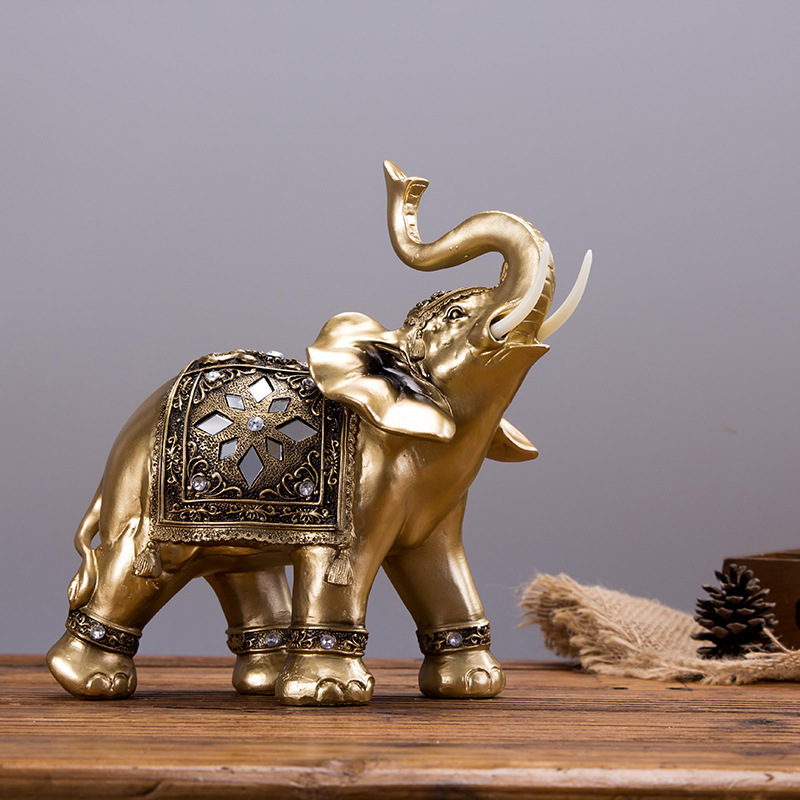 Cross-Border European-Style Elephant Ornaments, Handmade Resin Crafts, Home Decoration, Living Room Tv Cabinet Decorations Manufacturer