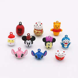 diy饰品配件铜质卡通开运招财猫圣诞铃铛包包车载钥匙扣宠物挂件