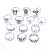 Retro stone inlay, set, ring, accessory, European style, with gem, 13 pieces, wholesale