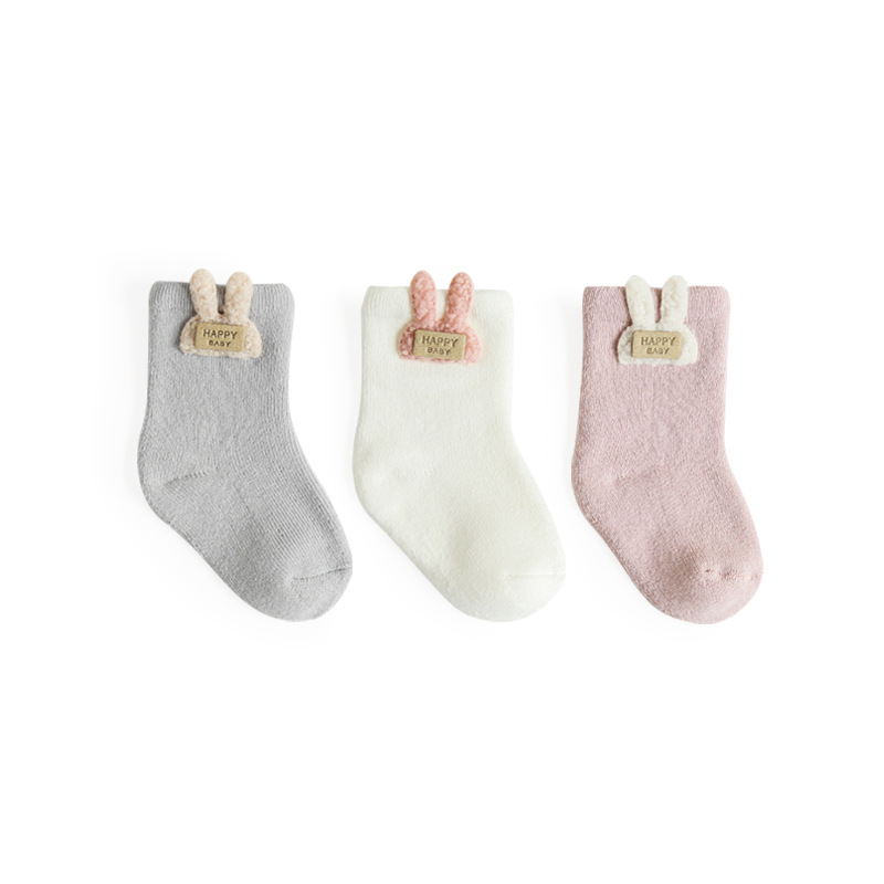 Calcetines para niños otoño e invierno cálido engrosamiento forrado de lana bebé Terry calcetines de algodón peinado de dibujos animados lindo coreano calcetines de bebé
