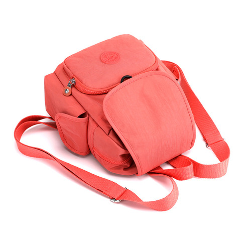 Candy color women's backpack, versatile outdoor shopping bag, large capacity student school bag, lightweight waterproof nylon bag