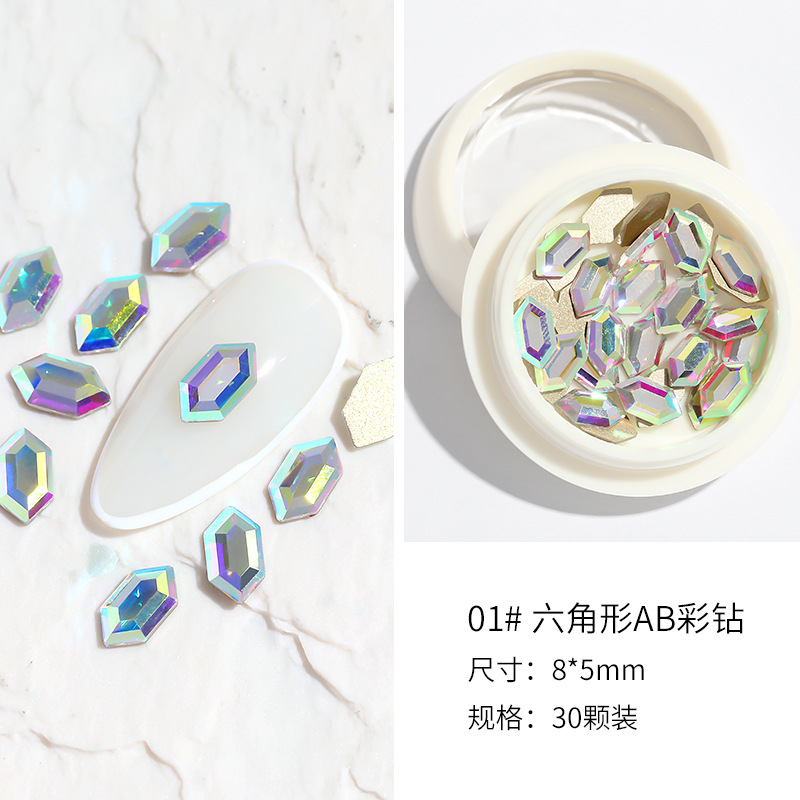 2022 nuevo Diamante de uñas de celebridades en línea en caja AB mezclado de uñas diamante plano sexo opuesto redondo DIY decoración de uñas