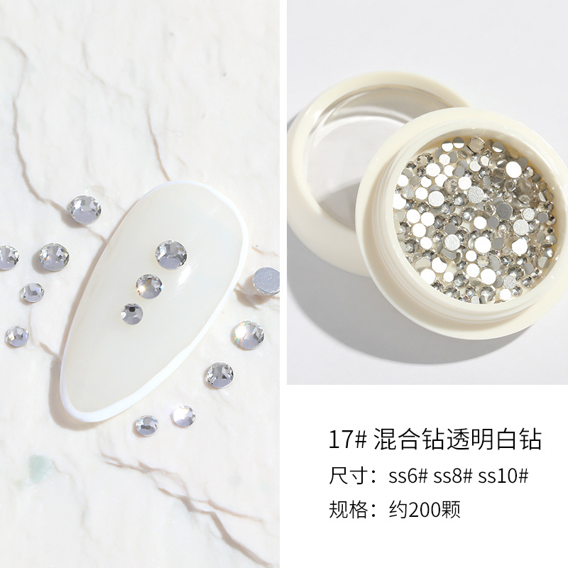 2022 nuevo Diamante de uñas de celebridades en línea en caja AB mezclado de uñas diamante plano sexo opuesto redondo DIY decoración de uñas