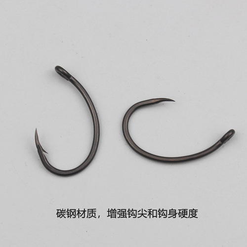 Humpback hook, curved back fishhook, barbed tube with oblique mouth and ring, hardened catfish, European fishing group, carp hair hook, nymph hook