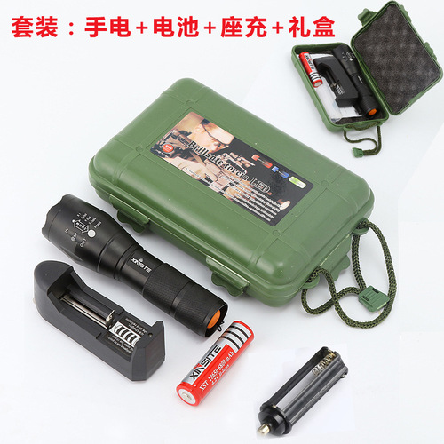 Cross-border A100 outdoor led flashlight T6 rechargeable zoom mini bright flashlight factory direct sale