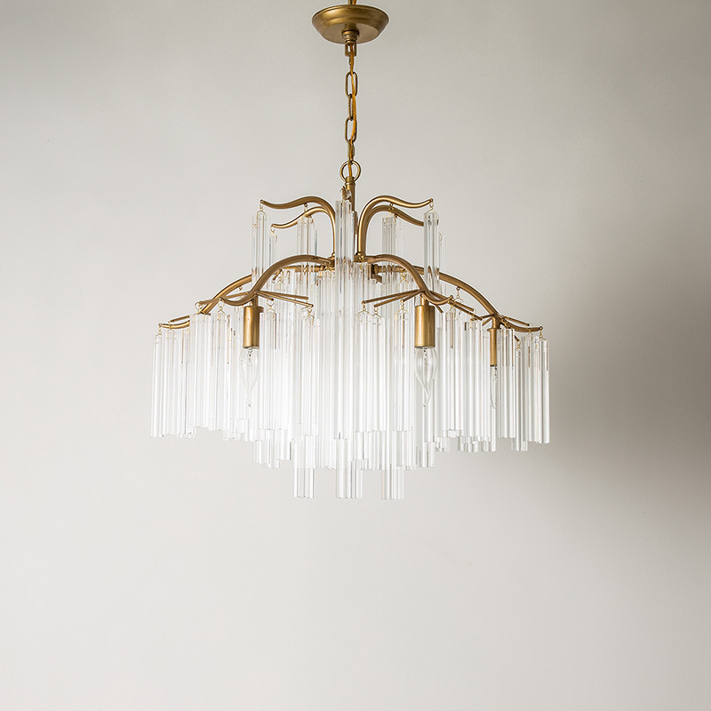 Promotional American Country Fashion Iron Art Living Room Dining Room Chandelier Villa Hotel Simple American Light Luxury Crystal Strip Chandelier