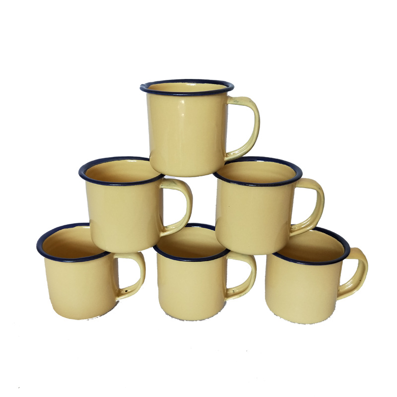 Procesamiento de taza de esmalte de color LOGOTIPO antiguo tarro de té grande taza engrosada taza de regalo taza de publicidad taza portátil taza de té