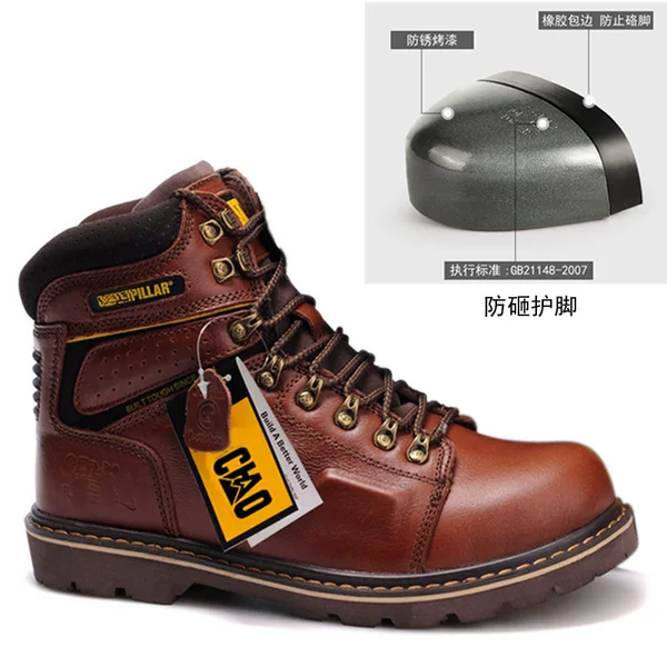 Classic Men's Shoes Tough Guy Foot Protection Anti-Smash Labor Protection Shoes Large-Toe Work Boots Winter Boots First-Layer Cowhide Large Size Shoes