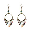 Beads, fashionable retro golden earrings, accessory with tassels, suitable for import, European style, wholesale