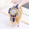 Fashionable metal watch with tassels, quartz bracelet, city style, Korean style, diamond encrusted