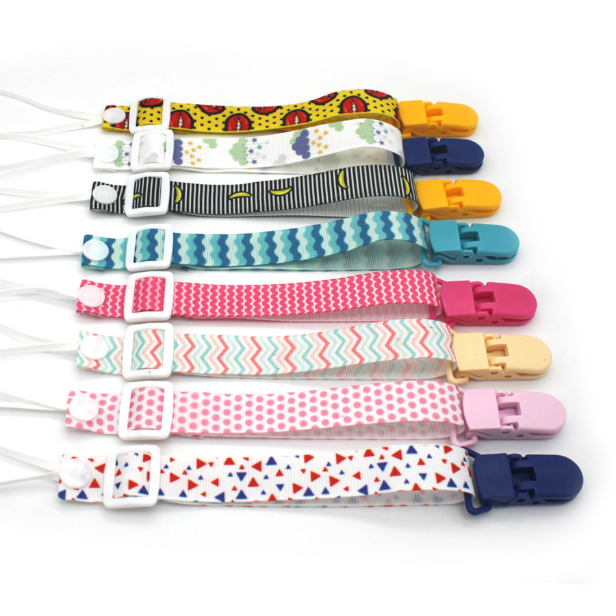 Chupete de dibujos animados con cinta de dientes bebé chupete hebilla ajustable juguete anti-perdida con clip de chupete