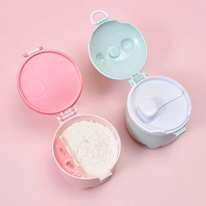 Portable baby formula storage box, handheld multifunctional container with handle, cute animal designs, sizes S/L