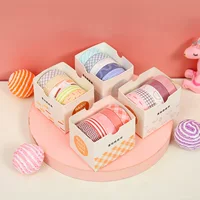 Набор декоративной ленты Washi, 4 рулона в подарочной упаковке, разные узоры (бумажная лента, акценты из наклеек)