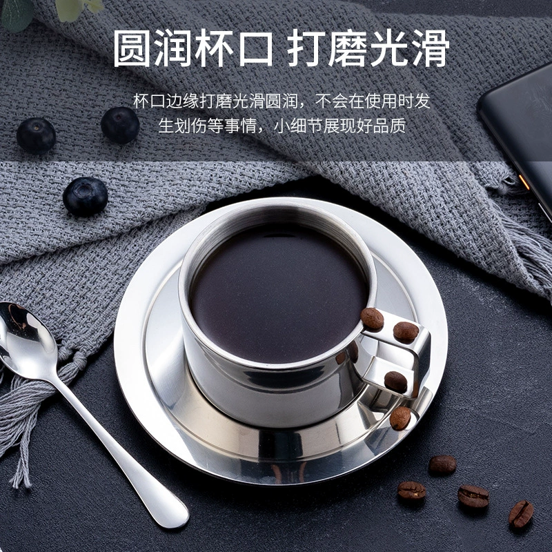 Набор кофейный из нержавеющей стали Yute Coffee, чашка для чая, нержавеющая сталь AISI 304, набор из 3 предметов, европейский стиль