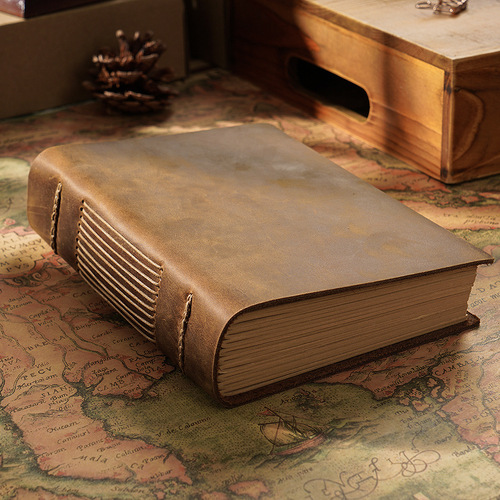 Original handmade cowhide sketchbook, retro diary, genuine leather notepad, creative business general notebook gift