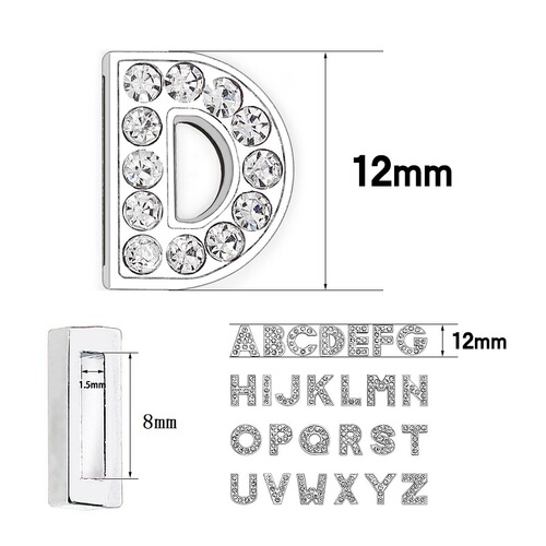 Alloy full diamond letter beads rhinestone letter jewelry diy personalized bracelet key chain thin strap jewelry accessories
