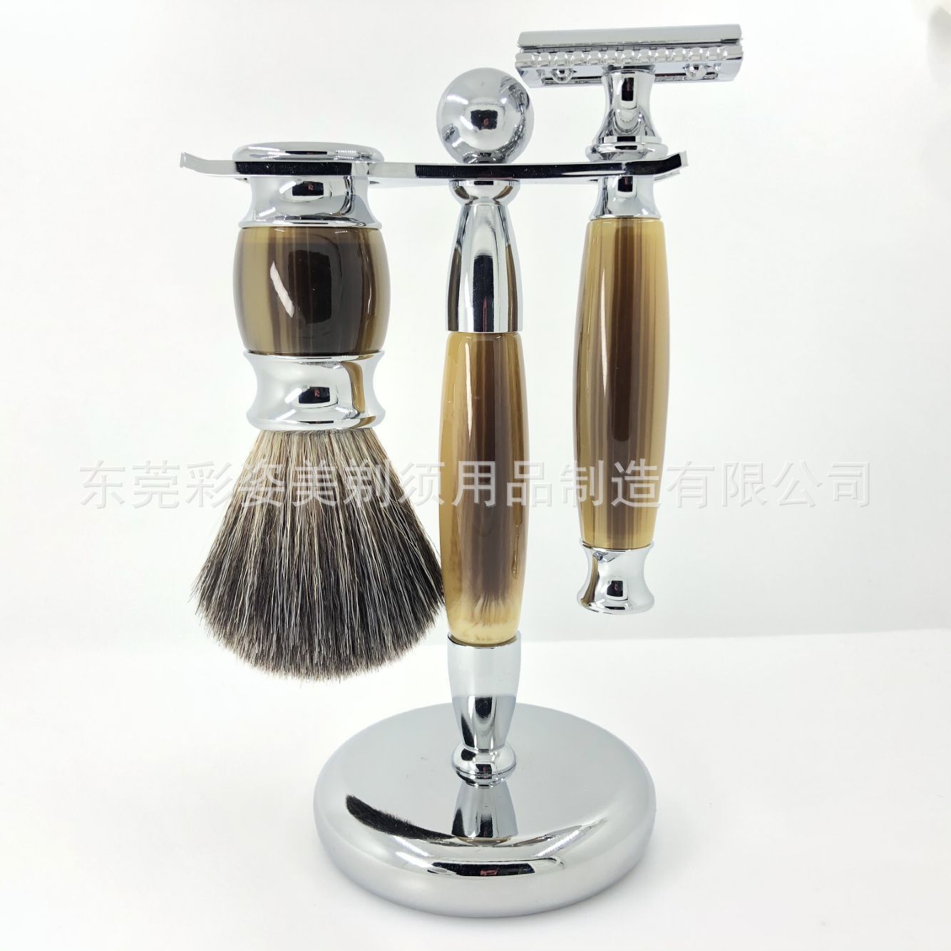 Manufacturer's Spot Imitation Horn Handle Razor Brush Manual Razor Razor Holder Set Cross-Border Supply