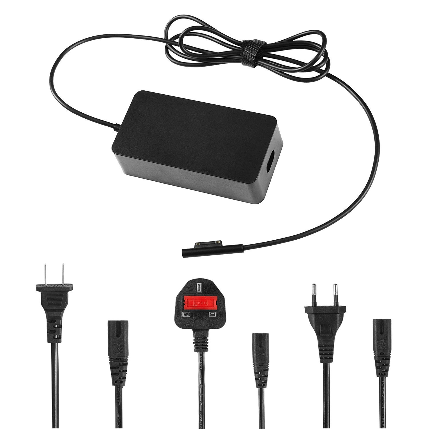 Зарядное устройство для ноутбука (совместимо с Microsoft Surface), 15В 4А 65Вт, USB 5В 1,5А, вилки США/Великобритании/Европы