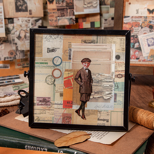 Strange Land Material Book Zakka Life Series Handbook Retro Message Material Decorative Backing Paper 50 sheets into 8 styles