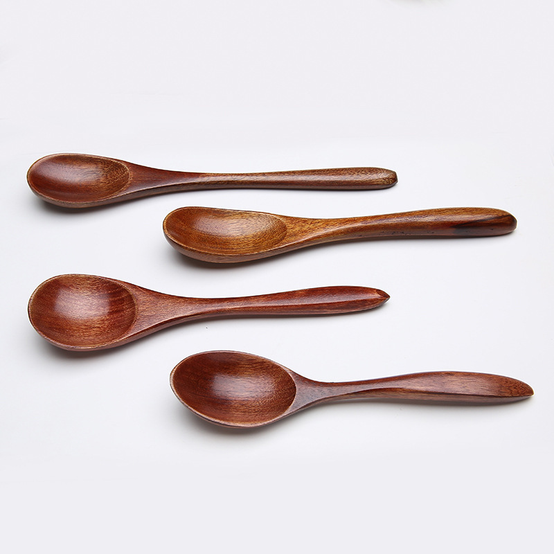 Nanmu Cuchara de madera de estilo japonés vajilla para el hogar cuchara de postre cuchara de sopa de pintura grande de madera maciza cuchara de mezcla de café de miel al por mayor