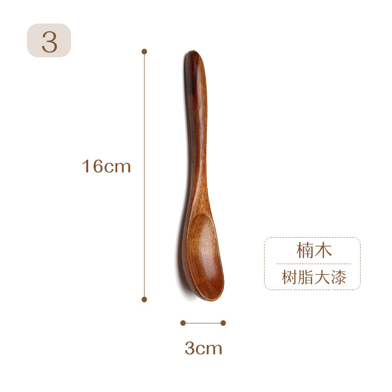 Nanmu Cuchara de madera de estilo japonés vajilla para el hogar cuchara de postre cuchara de sopa de pintura grande de madera maciza cuchara de mezcla de café de miel al por mayor