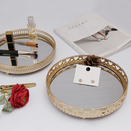 Nordic light luxury iron art with mirror jewelry storage box jewelry store bedroom living room restaurant decoration ornaments