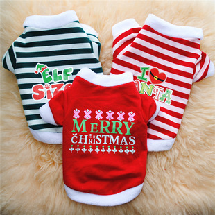 Factory Direct Sales Christmas New Dog Clothes New Year Christmas Style Stripesd Terry Sweatshirt