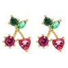 Brand cute fruit earrings, zirconium, silver needle, internet celebrity, silver 925 sample