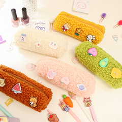 Lamb Plush Pen Bag Korean Cartoon Internet Celebrity Simple Ins Junior High School Student Cute Stationery Makeup Clutch