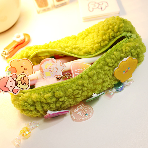 Lamb Plush Pen Bag Korean Cartoon Internet Celebrity Simple Ins Junior High School Student Cute Stationery Makeup Clutch
