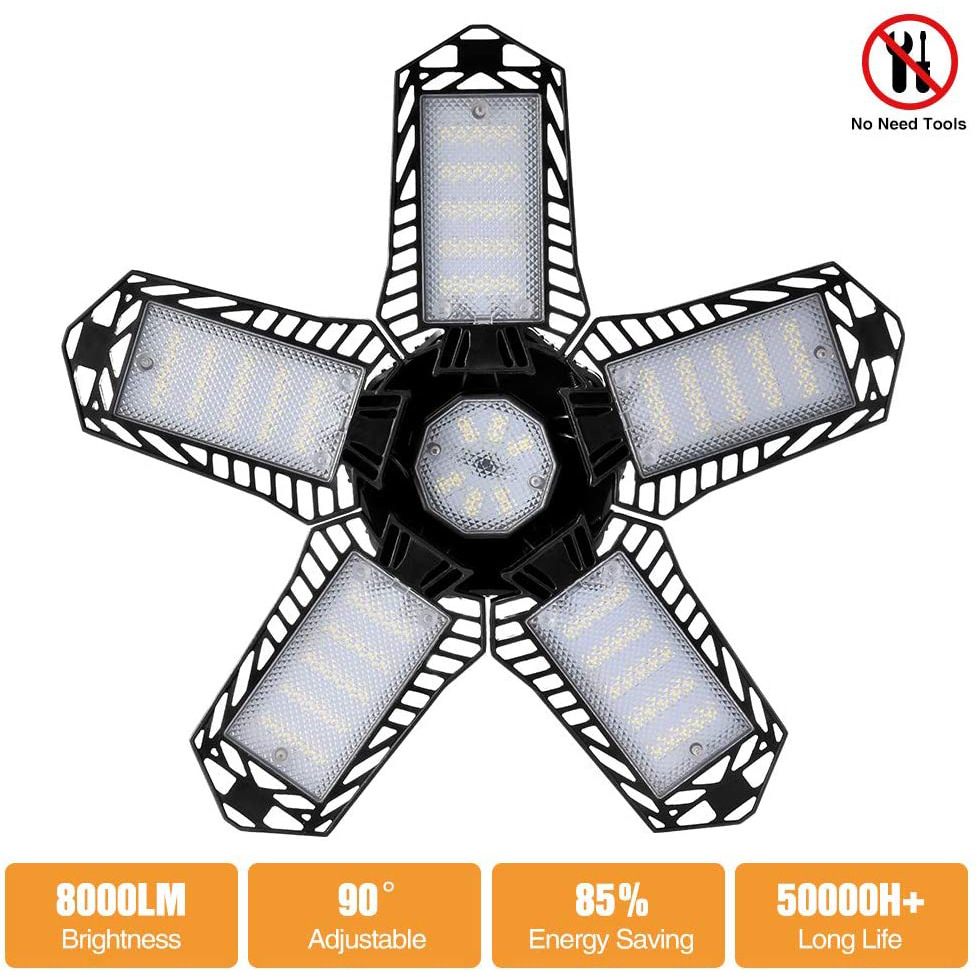 工厂直销爆款100W    LED五叶变形金刚折叠灯   5+1车库灯