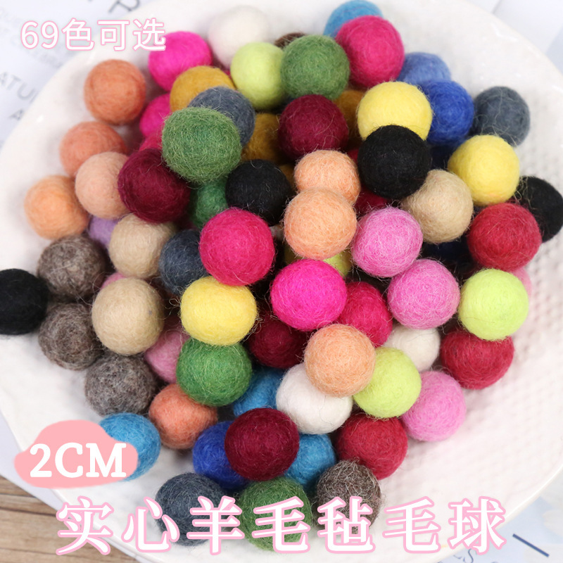 2cm Handmade Jewelry Accessories Wool Felt Ball Macaron Hair Ball diy Hair Ornaments Earrings Eternal Wreath Single Piece