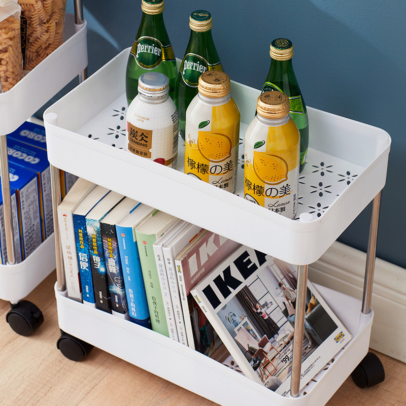 Cocina dormitorio multi-capa de almacenamiento de coche snack rack de almacenamiento móvil rack de almacenamiento de piso con ruedas
