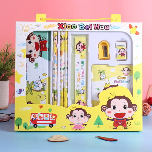 Elementary school student gift pack, cute cartoon stationery 8-piece set, gift box prizes, creative stationery set combination