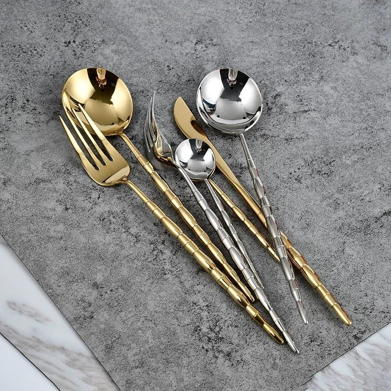 银貂 Bamboo tableware stainless steel for home use, set for hotel, European style