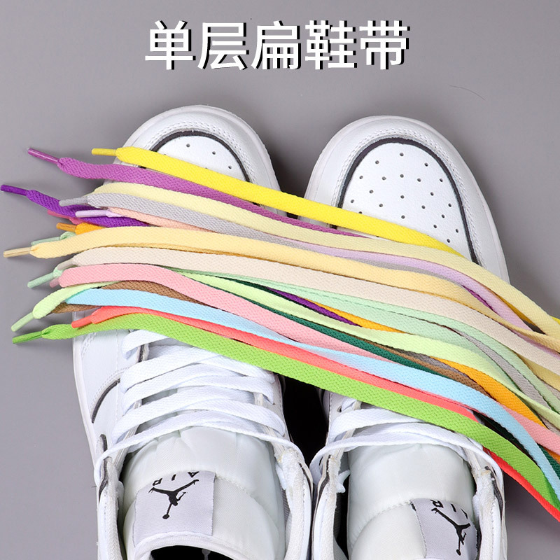 Wholesale Flat Shoelaces Air Force One sneaker Canvas Shoes Basketball Shoes Black White Color AJ1 Set