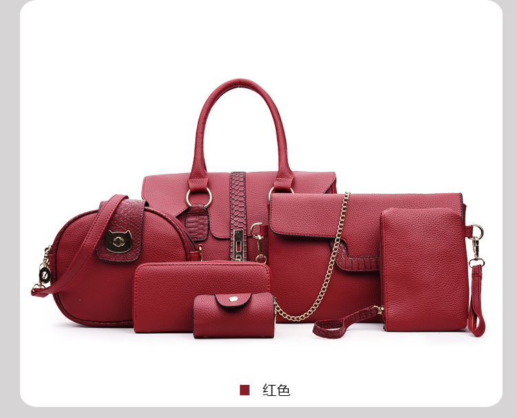 Juego de bolsos para mujer 6 piezas – bolso de hombro, mano y bandolera, estilo europeo, gran capacidad